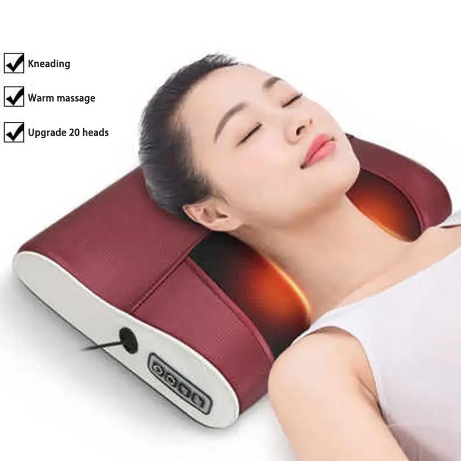 6876 Electric Neck Waist Back Massager Neck Massager Multipurpose Neck Massage Pillow Deep Tissue Massage Nodes Electric Pillow with Heat for Shoulders Calf Legs Feet Hands